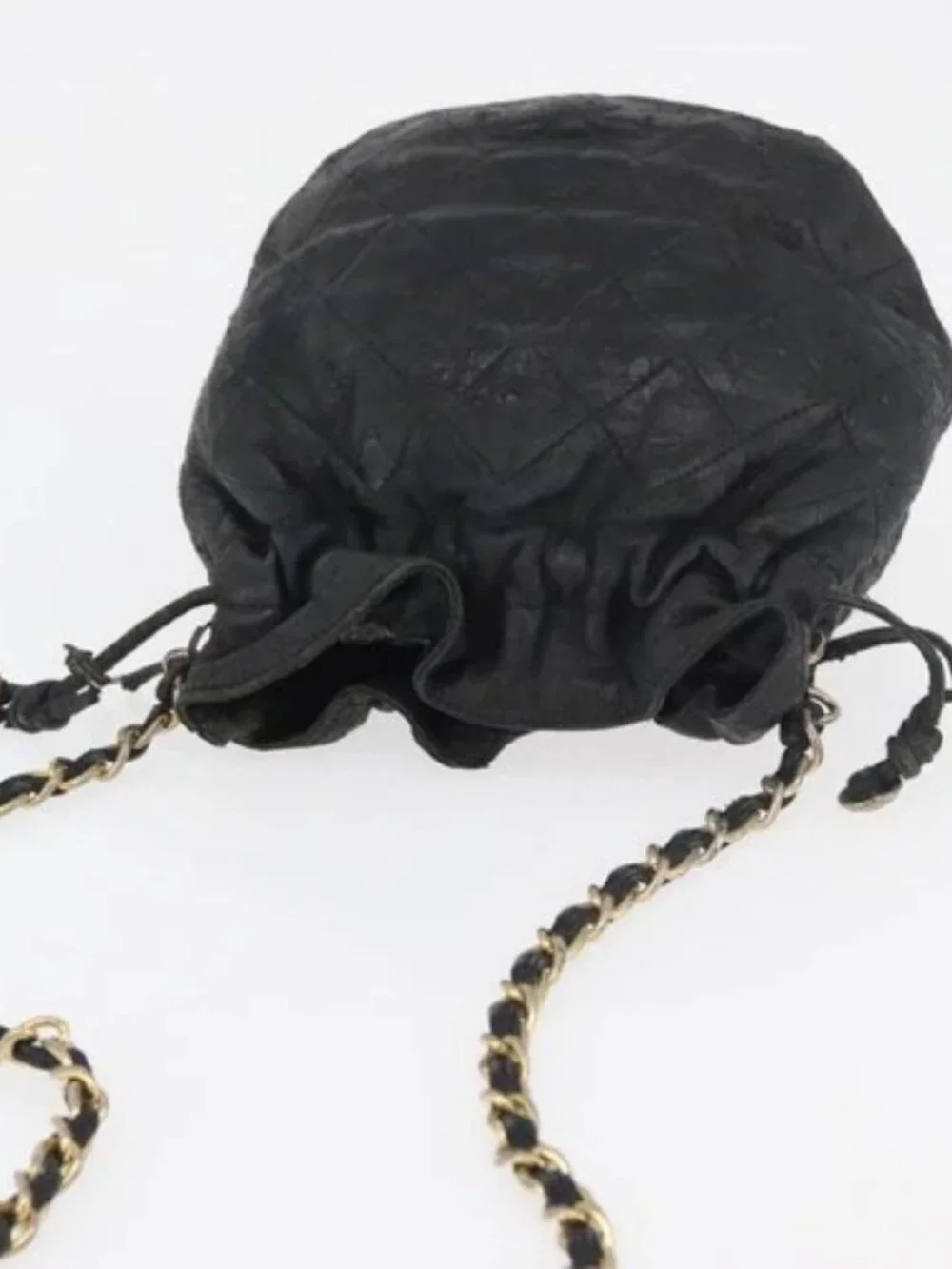 CHANEL Matelasse Chain Shoulder Bag Lamb Skin Black Gold CC Auth BD2003